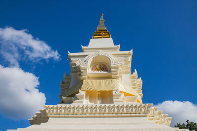 Low angle view of pagoda against sky