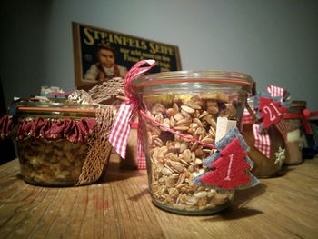 Close-up of objects on table