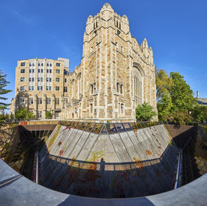 Low angle view of historic building against sky