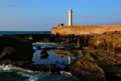 View of lighthouse at seaside