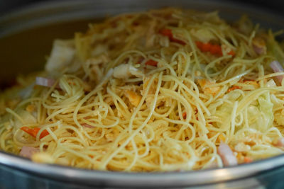 Close-up of noodles served in plate