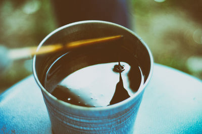 Close-up of coffee on table