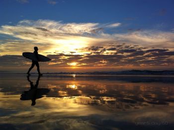 Scenic view of sea at sunset