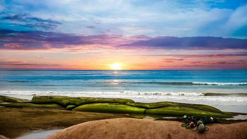 Scenic view of sea at sunset