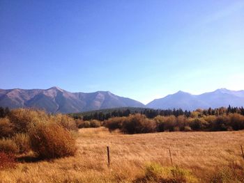 Scenic view of mountains against clear sky