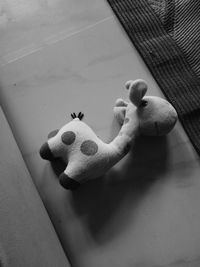 High angle view of stuffed toy