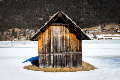 Scenic view of snow covered land