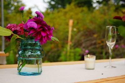 Close-up of flower vase on table