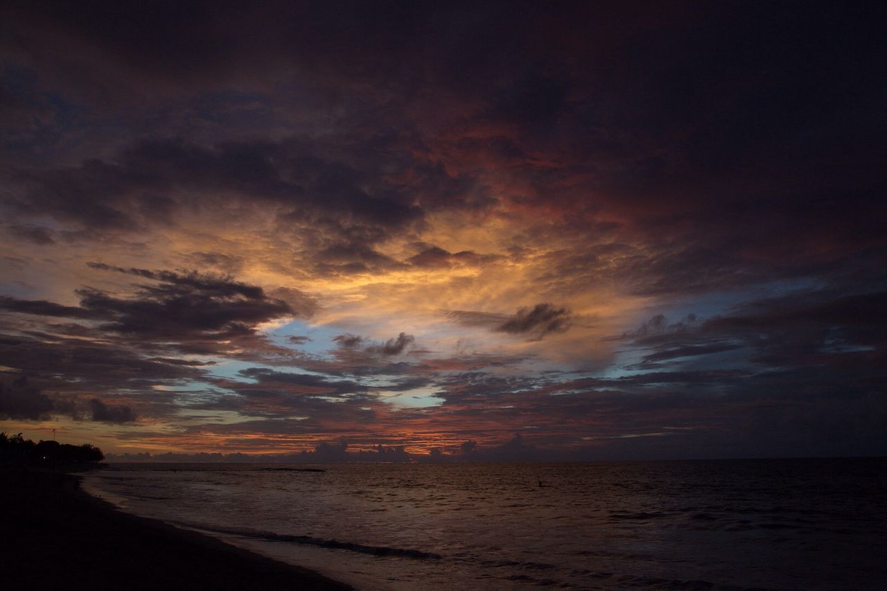 sky, water, scenics, beauty in nature, cloud - sky, tranquil scene, nature, tranquility, night, sea, dusk, idyllic, cloudy, sunset, no people, dramatic sky, cloud, outdoors, storm cloud, weather