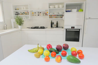 Fruits and vegetables on display at home
