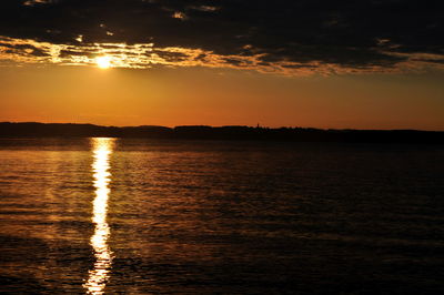 Scenic view of sea against sky during sunset