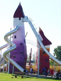 Low angle view of built structure against clear sky
