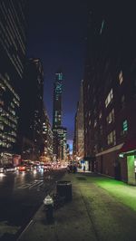 Illuminated buildings at night