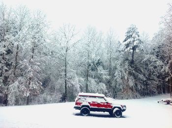 Scenic view of snow covered landscape