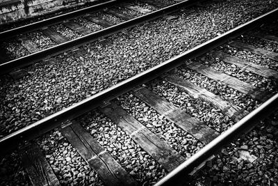 High angle view of railroad tracks