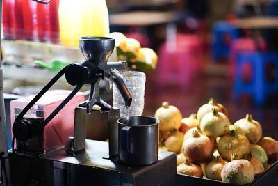 Close-up of coffee on table