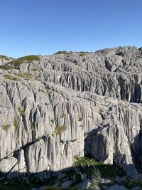 Scenic view of landscape against clear blue sky. picos de europa