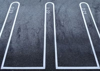 High angle view of umbrella on road