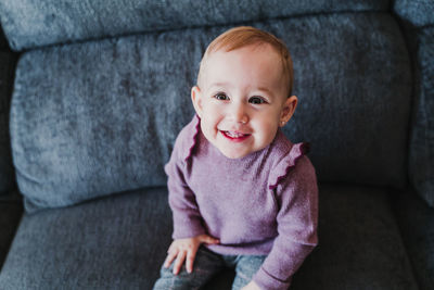 Cute baby girl at home