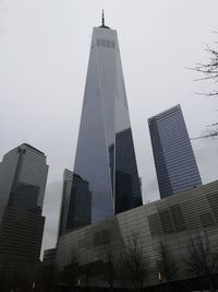 Low angle view of modern buildings against clear sky