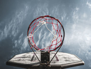 Low angle view of basketball hoop against sky