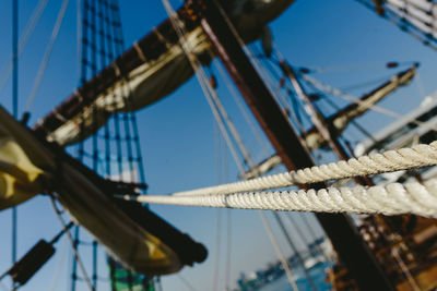 Low angle view of sailboat against sky