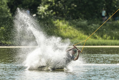 Man splashing water