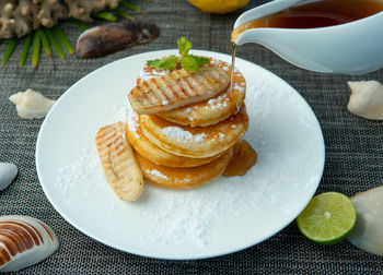 Close-up of food in plate on table