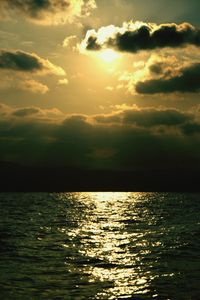 Scenic view of sea against cloudy sky