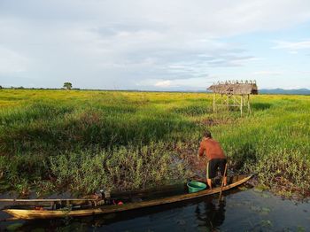 Scenic view of field against sky