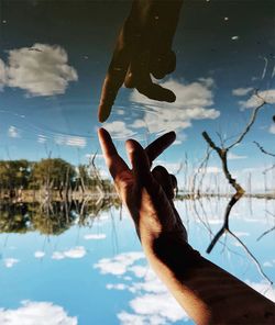 Reflection of people in water