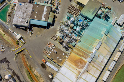 High angle view of street amidst buildings in city