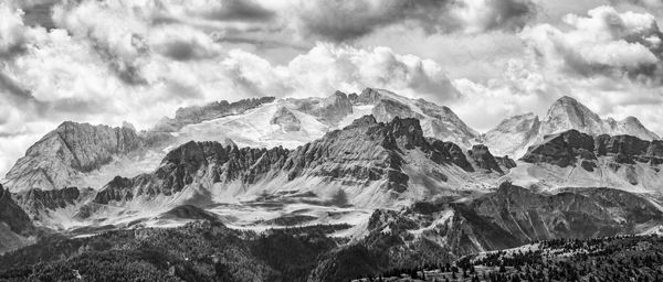 Marmolada glacier in black and white