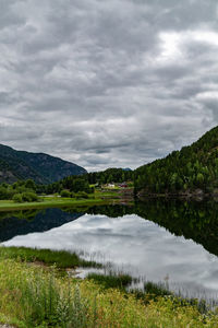 Scenic view of lake against sky