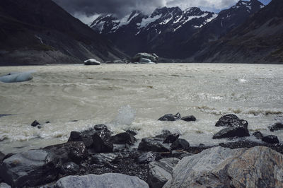 Scenic view of snowcapped mountains