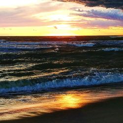 Scenic view of sea during sunset