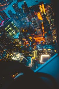 City lit up at night