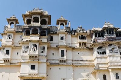 Low angle view of palace against clear sky