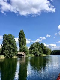 Scenic view of lake against sky