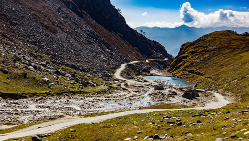 Scenic view of mountains against sky