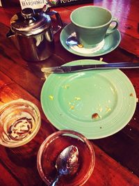 Close-up of coffee cup on table