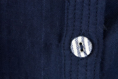 Close-up of button on sweater