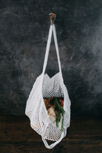 Zero waste, sustainable, green, eco-friendly christmas. eco friendly mesh net shopping bag with