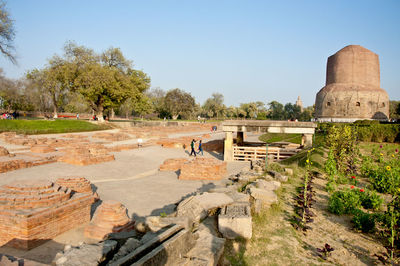 Old ruins of temple against clear sky