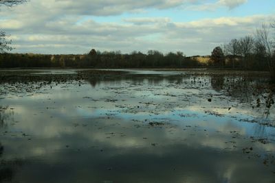 Scenic view of lake against sky