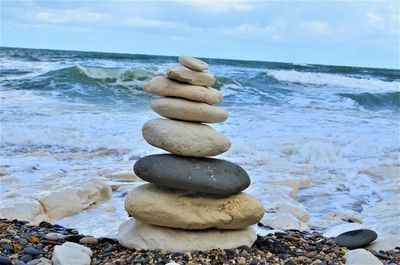 Stack of stones on beach