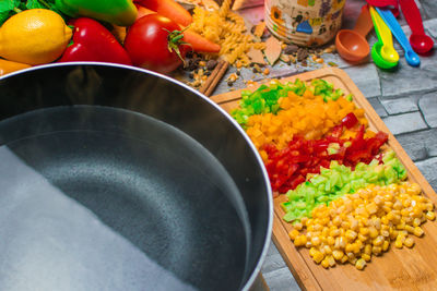 High angle view of food