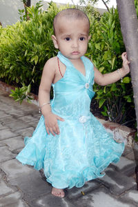 Portrait of cute girl in the garden