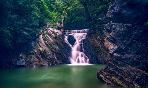 Water flowing through rocks