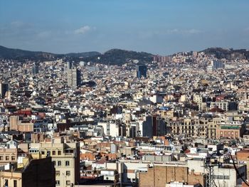 High angle shot of townscape against sky